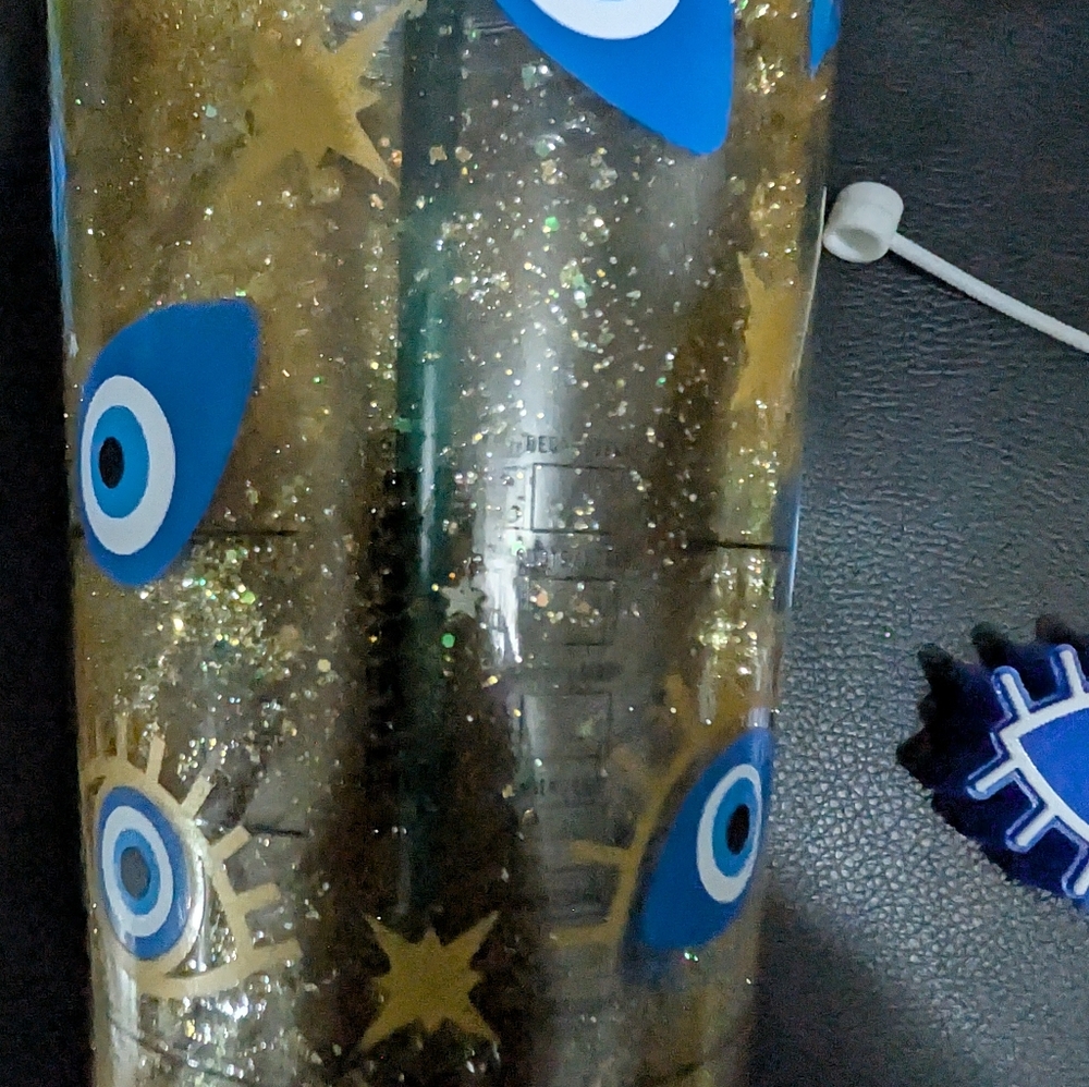 Gold and Blue Evil Eye Tumbler Brand New